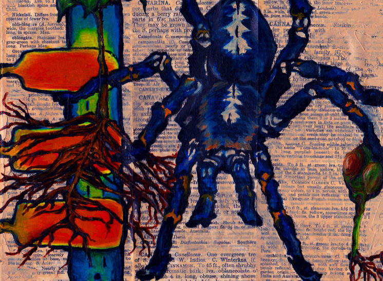 Hunting for the Right Words Series - Cobalt Blue Tarantula - Paintings