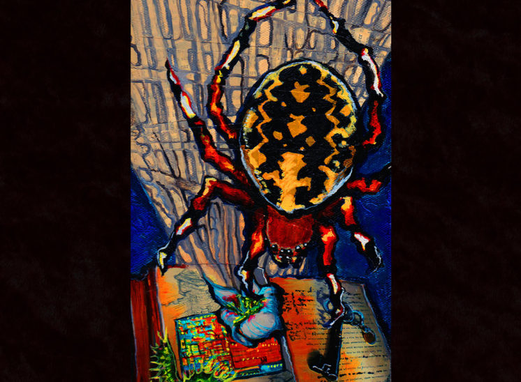 Hunting for the Right Words Series - Marbled Orb Weaver - Paintings